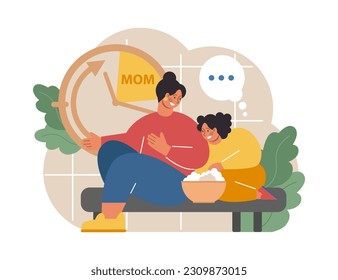 Joint parenting. Divorced spouses raising a child together. Kid spending time with mother after a family separation. Flat vector illustration
