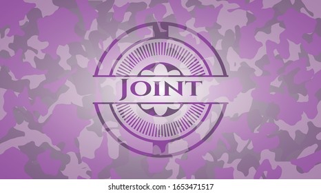 Joint pink camouflage emblem. Vector Illustration. Detailed.
