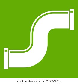 Joint pipe in form S letter icon white isolated on green background. Vector illustration
