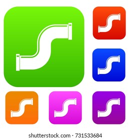 Joint pipe in form S letter set icon color in flat style isolated on white. Collection sings vector illustration