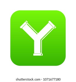 Joint pipe in form Y letter icon digital green for any design isolated on white vector illustration