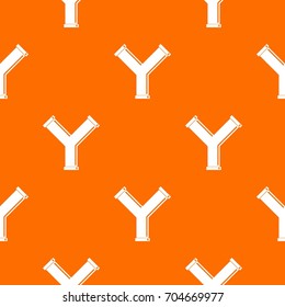 Joint pipe in form Y letter pattern repeat seamless in orange color for any design. Vector geometric illustration