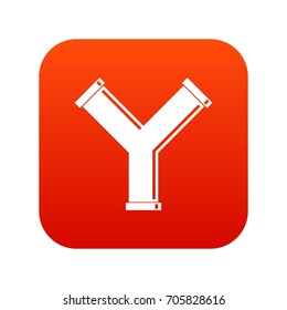 Joint pipe in form Y letter icon digital red for any design isolated on white vector illustration