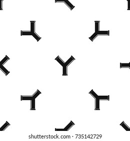 Joint pipe in form Y letter pattern repeat seamless in black color for any design. Vector geometric illustration