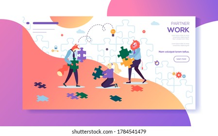 Joint planning of business partners. Animal characters interact with each other in a working office environment. Vector illustration design concept.