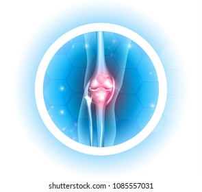 Joint problems symbol, transparent legs with joints on a beautiful light blue background