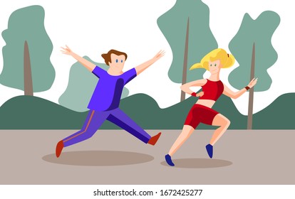 Junta en el parque. Ilustración deportiva vectorial.