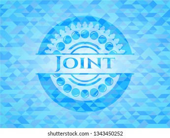 Joint sky blue emblem. Mosaic background