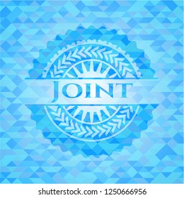 Joint sky blue emblem with triangle mosaic background