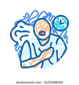 joint stiffness disease symptom doodle icon sketch vector. joint stiffness disease symptom sign. isolated symbol illustration