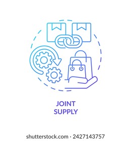 Icono de concepto de gradiente azul de suministro conjunto. La producción de un bien da como resultado la producción de otro. Ilustración de línea de forma redonda. Idea abstracta. Diseño gráfico. Fácil de usar en marketing de folletos