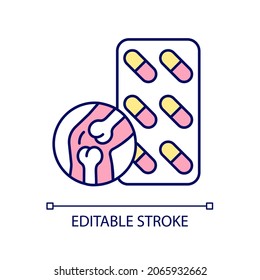 Joint Support RGB Color Icon. Medication For Better Joint Mobility And Flexibility. Healthy Cartilage Structure And Healthy Tissue. Isolated Vector Illustration. Simple Filled Line Drawing