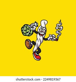 joint vector smoking joint hold nug weed cartoon