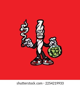 joint vector smoking joint hold nug weed cartoon