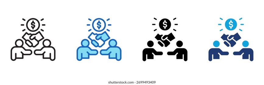 Ilustração de vetor de múltiplos estilos de ícone de empreendimento conjunto