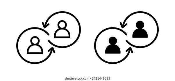 Joint Venture Strategy Line Icon. Business Affiliate Program Icon in Black and White Color.