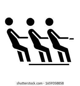 Icono negro de trabajo conjunto, ilustración conceptual, símbolo plano vectorial, signo de glifo.