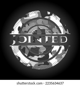 Jointed grey camo emblem. Vector Illustration. 