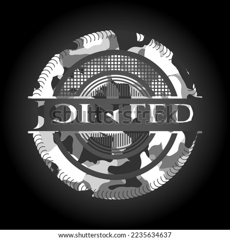 Jointed grey camo emblem. Vector Illustration. 