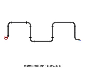 Jointed and valveed pipes vector drawing