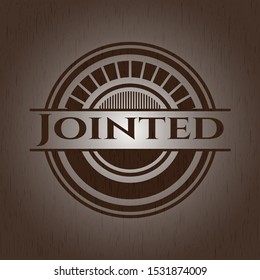 Jointed wooden emblem. Vector Illustration.