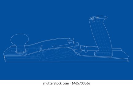 Jointer concept. Vector rendering of 3d. Wire-frame style. The layers of visible and invisible lines are separated