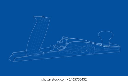 Jointer concept. Vector rendering of 3d. Wire-frame style. The layers of visible and invisible lines are separated
