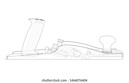 Jointer concept. Vector rendering of 3d. Wire-frame style. The layers of visible and invisible lines are separated