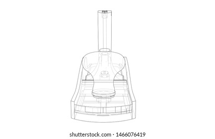Jointer concept. Vector rendering of 3d. Wire-frame style. The layers of visible and invisible lines are separated