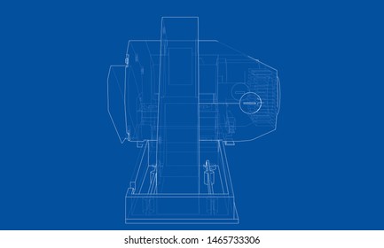 Jointer construction electric tool concept. Vector rendering of 3d. Wire-frame style. The layers of visible and invisible lines are separated