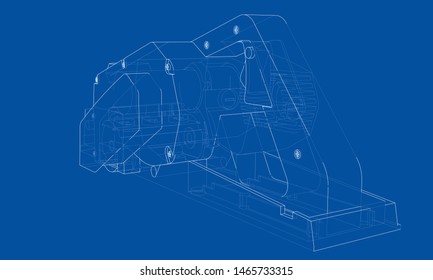 Jointer construction electric tool concept. Vector rendering of 3d. Wire-frame style. The layers of visible and invisible lines are separated