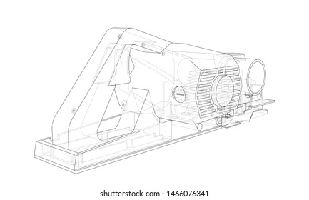 Jointer construction electric tool concept. Vector rendering of 3d. Wire-frame style. The layers of visible and invisible lines are separated