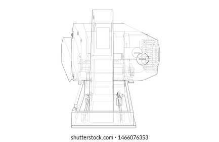 Jointer construction electric tool concept. Vector rendering of 3d. Wire-frame style. The layers of visible and invisible lines are separated