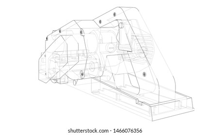 Jointer construction electric tool concept. Vector rendering of 3d. Wire-frame style. The layers of visible and invisible lines are separated