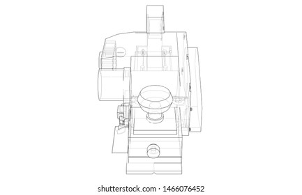 Jointer construction electric tool concept. Vector rendering of 3d. Wire-frame style. The layers of visible and invisible lines are separated
