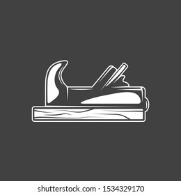 Jointer. Element of the carpentry isolated on black background. Symbol for carpentry design labels and emblems. Vector illustration