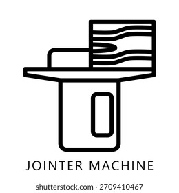 Jointer Machine Black Umrisssymbol, Mini-Illustration beziehen sich auf Tischlerei, Holzindustrie. Für moderne Konzeption, UI, UX Web- und App-Entwicklung.