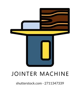 Jointer Maschine Umriss Farbsymbol, Mini-Illustration beziehen sich auf Tischlerei, Holzindustrie. Für moderne Konzeption, UI, UX Web- und App-Entwicklung.