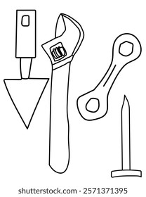 Jointing Knife, Wrench, spanner, Stainless Steel Construction Vector tools are digital resources for architects, engineers, and designers tools typically use vector graphics to create precise,scalable