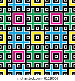 jointless abstract patterns with black background design elements, vector illustration