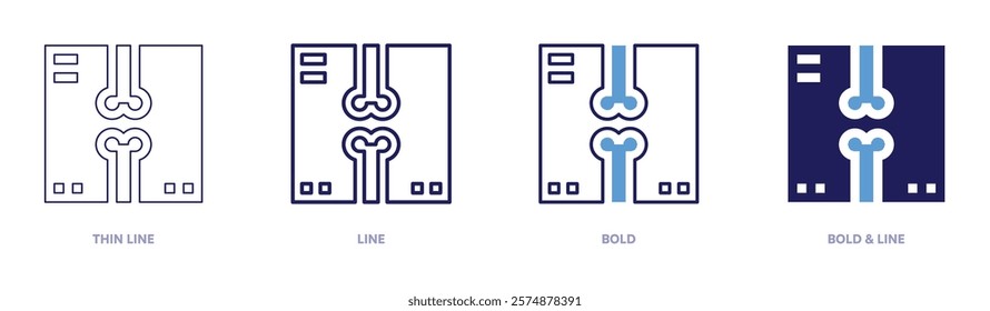 Joints icon in 4 different styles. Thin Line, Line, Bold, and Bold Line. Duotone style. Editable stroke.