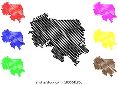 Joinville City and Municipality (Federative Republic of Brazil, Santa Catarina State) map vector illustration, scribble sketch City of Joinville map
