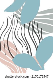 Jojoba Abstract Hand Painted Illustrations for Wall Decoration, Postcard, Social Media Banner, Brochure Cover Design Background. Modern Abstract Painting Artwork. Vector Pattern