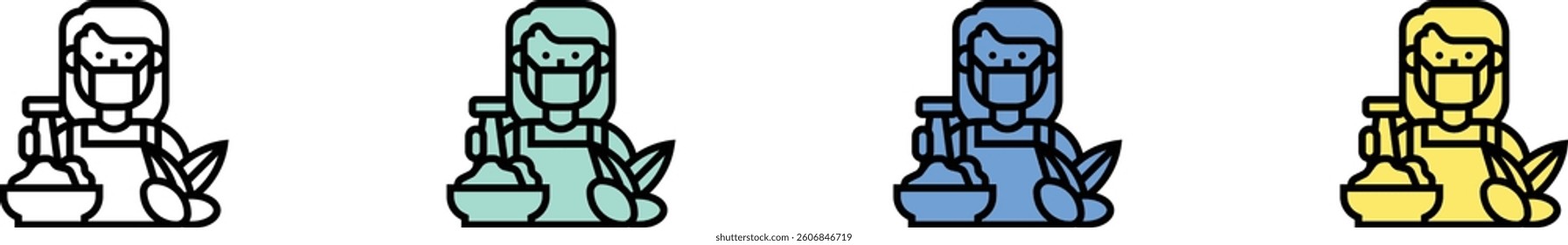 jojoba icon. Outline, Green, Blue and Yellow Style Design Isolated On White Background