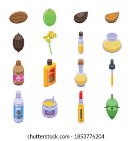 Jojoba icons set. Isometric set of jojoba vector icons for web design isolated on white background