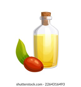 jojoba natural oil cartoon. cosmetic fruit, leaf plant, seed healthy, nature organic care, pharmacy treatment, hair, branch jojoba natural oil vector illustration