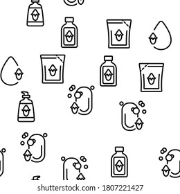 Jojoba Natural Product Vector Seamless Pattern Thin Line Illustration