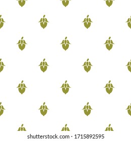 Jojoba nut green seamless pattern on white background. beauty and cosmetics oil. Cosmetic ingredient. Nutritional oil for skin care. Vector flat illustration. 