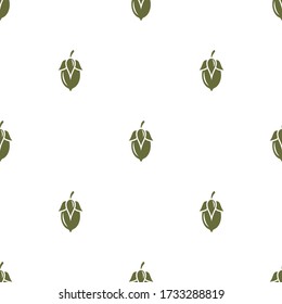 Jojoba Nuss-Grün nahtlos Muster auf weißem Hintergrund. Schönheits- und Kosmetiköl. Kosmetische Zutat. Nähröl für die Hautpflege. Vector flache Abbildung. 