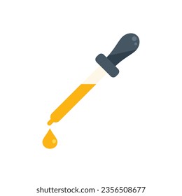 Jojoba oil dropper icon flat vector. Aroma seed. Leaf herb isolated